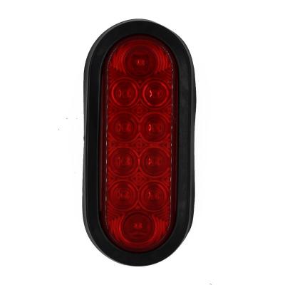  LED 6'' Sealed Oval Stop, Turn , Tail Light With Grommet and Plug -  Red