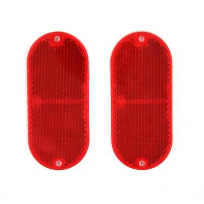 Oblong Reflector , Adhesive and Screw Mount - Red Pair
