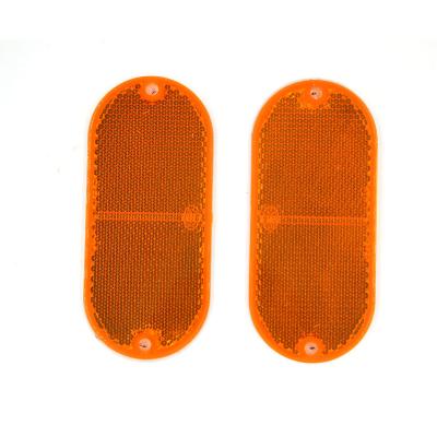 Oblong Reflector , Adhesive and Screw Mount - Amber Pair