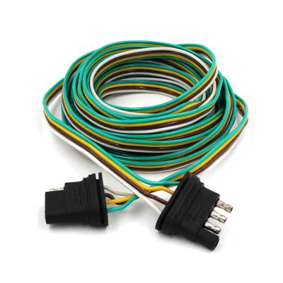 Wiring Harness with 4 Way Flat Loop Trailer  Connectors  - 24' Long
