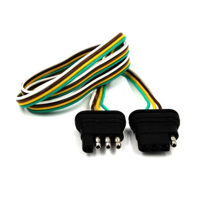Wiring Harness with 4 Way Flat Loop Trailer Connectors - 60'' Long